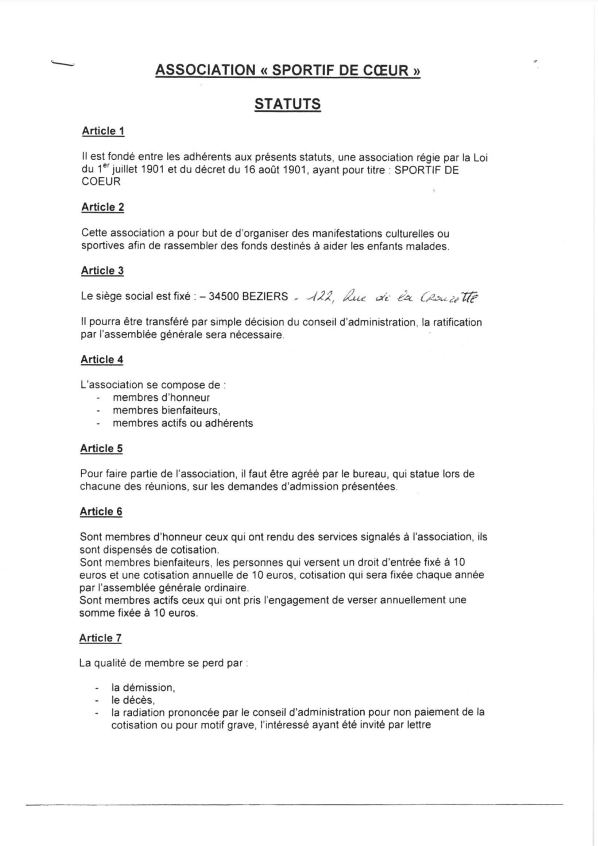 Visuel des statuts de l'association